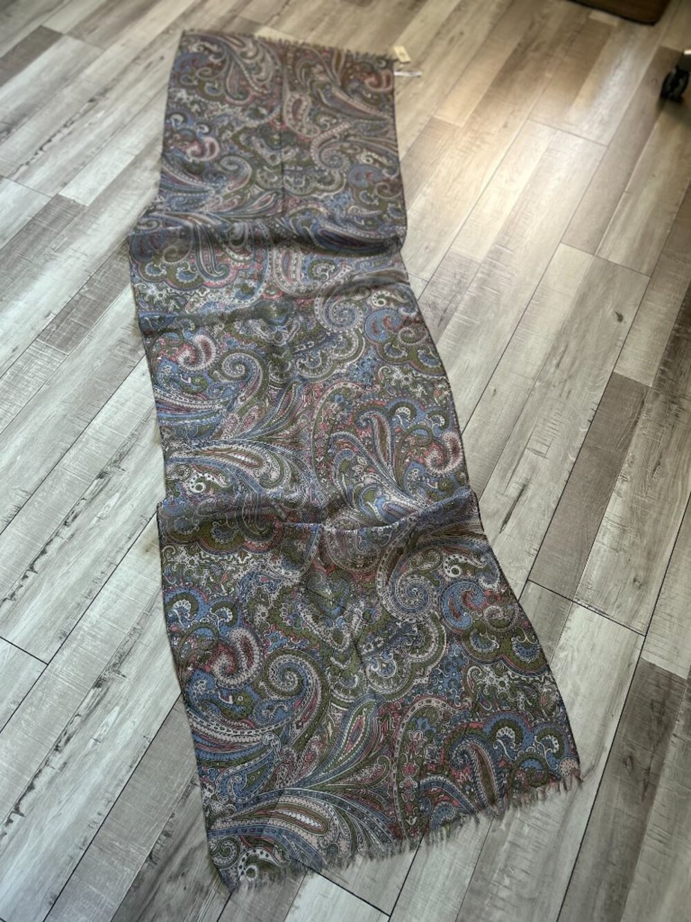 NWT Talbots Paisley Print Fringed Scarf 78" x 21"
